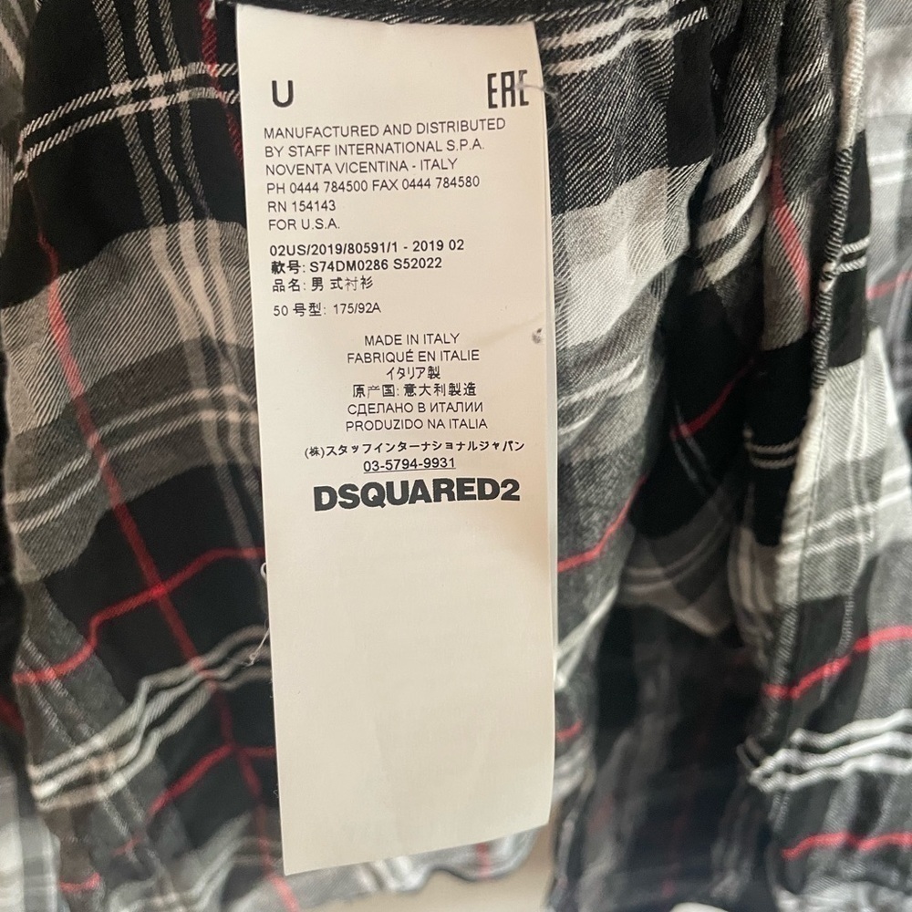 Dsquared2 Red Checked Button Down Shirt It50 Larg… - image 8